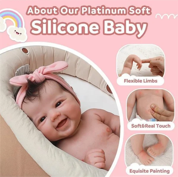 Flexible Solid Platinum Liquid Full Body Silicone Reborn Baby - Image 2