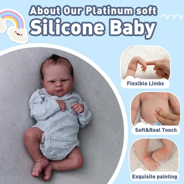 12" Bendable Full Body Silicone Reborn Mini Doll Awake Baby Boy Ethan [New 2025] - Image 5
